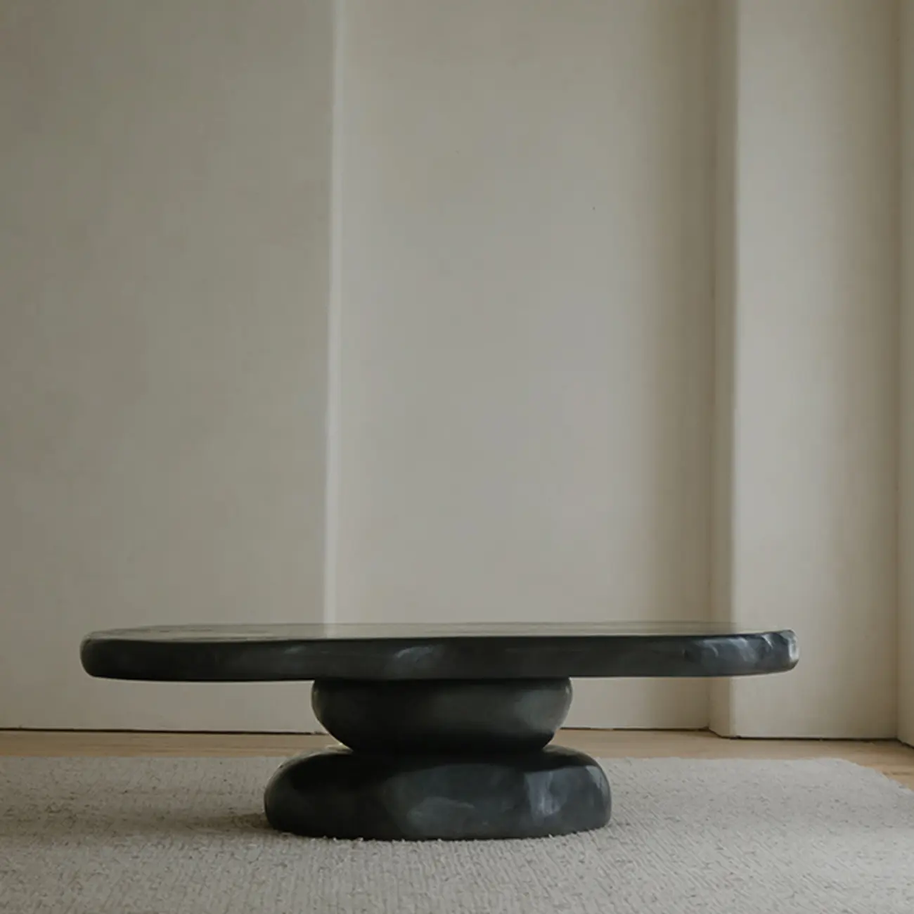 Natural Finish Modern Wood Elliptical Console Table Image - 7 | homeyfad