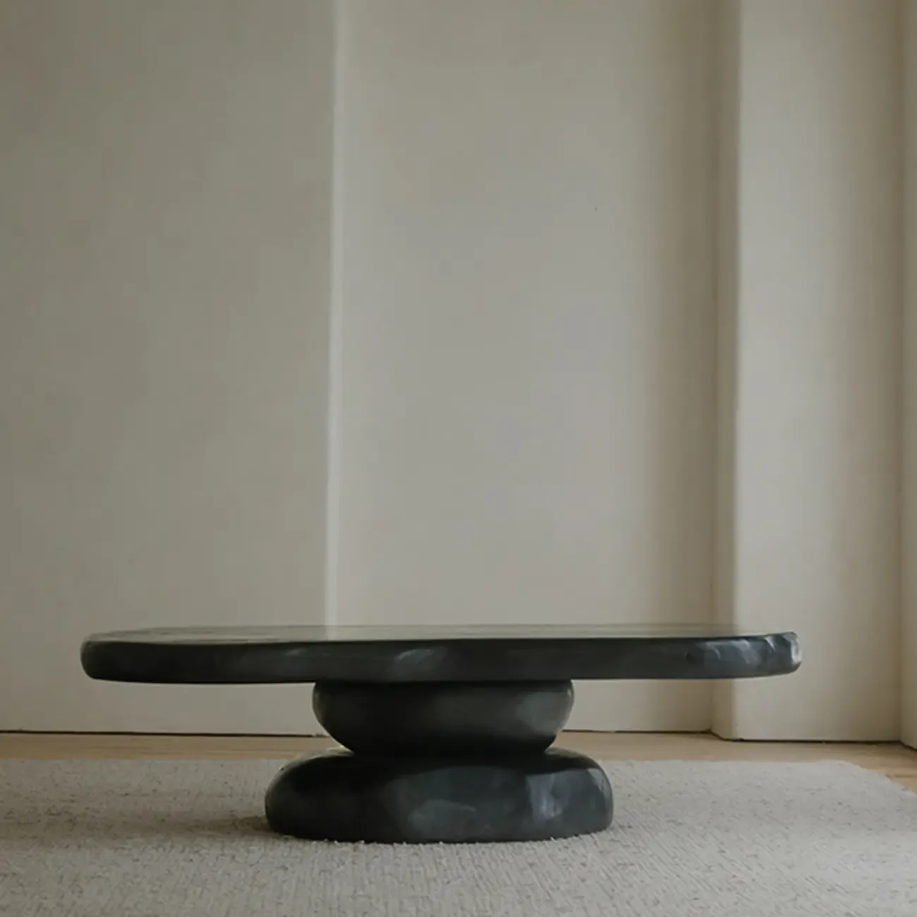 Natural Finish Modern Wood Elliptical Console Table Image - 7