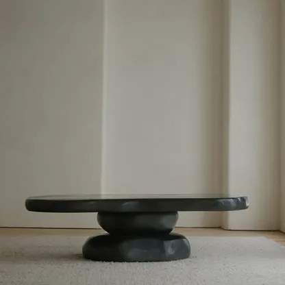 Natural Finish Modern Wood Elliptical Console Table Image - 7