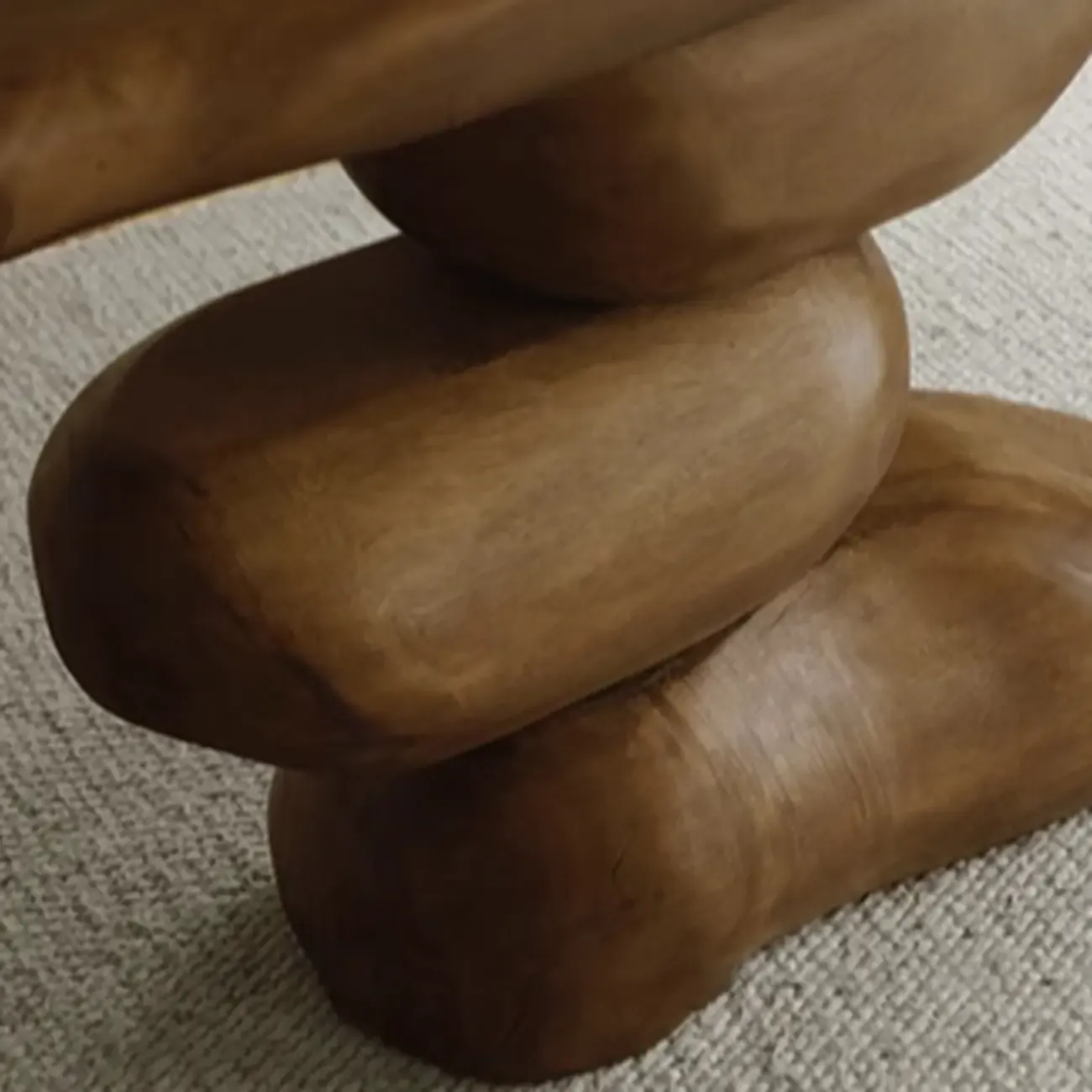 Natural Finish Modern Wood Elliptical Console Table Image - 8