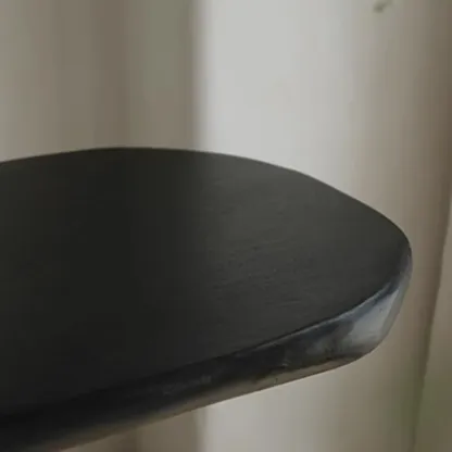 Natural Finish Modern Wood Elliptical Console Table Image - 9