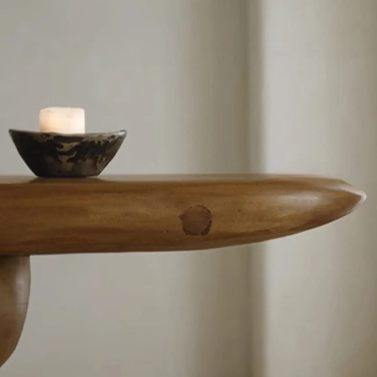 Natural Finish Modern Wood Elliptical Console Table Image - 10 | homeyfad