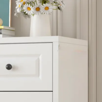 Narrow Metal White Buffet Cabinet with Drawer Image - 10