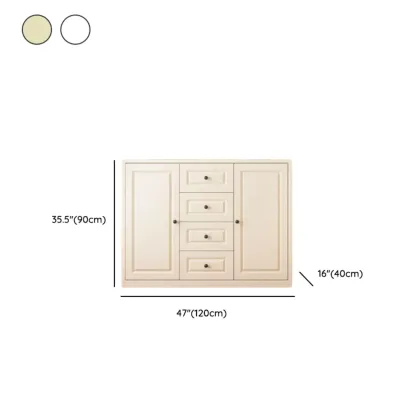 Narrow Metal White Buffet Cabinet with Drawer Image - 28
