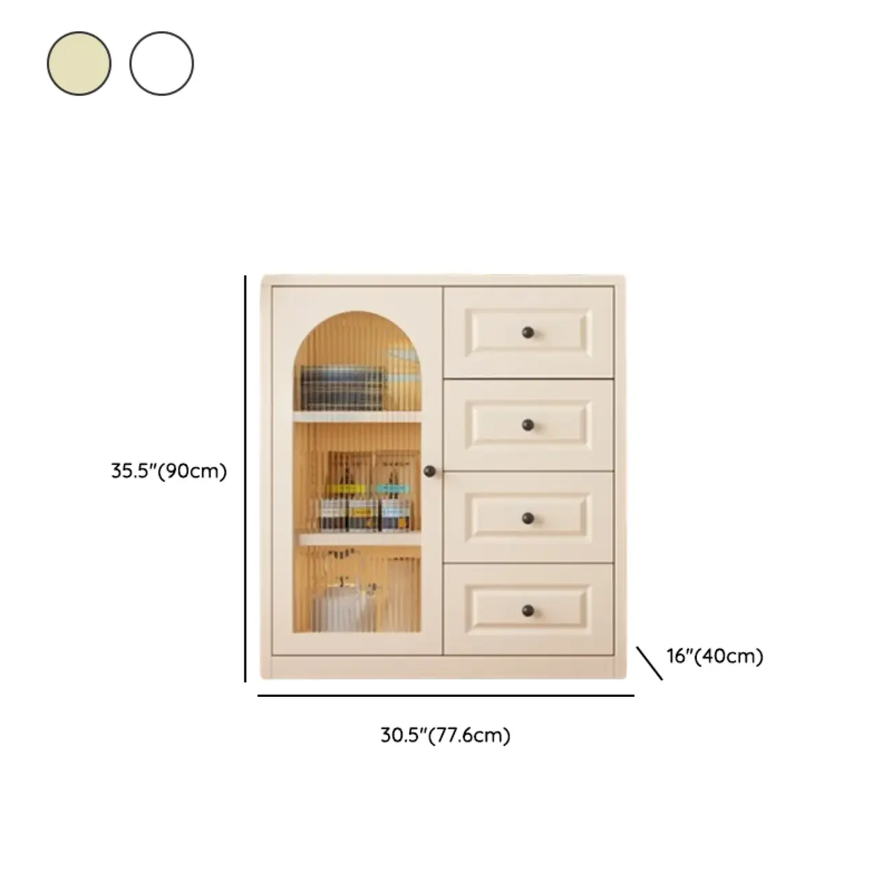 Narrow Metal White Buffet Cabinet with Drawer Image - 30 | homeyfad