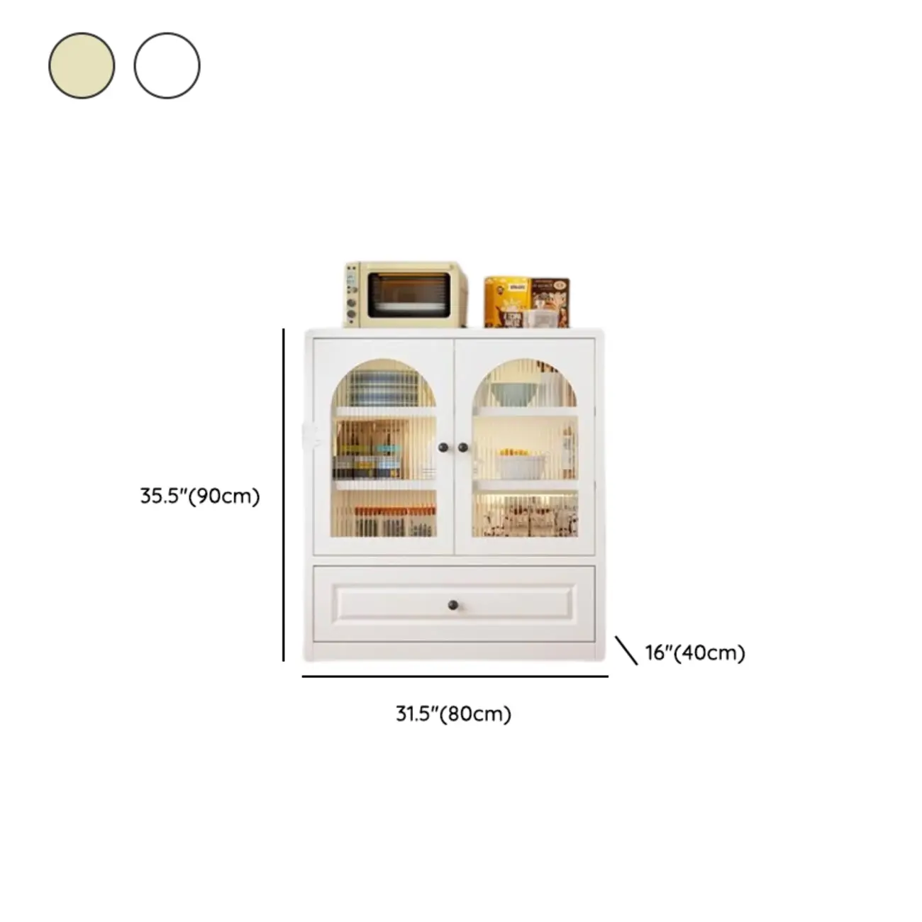 Narrow Metal White Buffet Cabinet with Drawer Image - 31 | homeyfad
