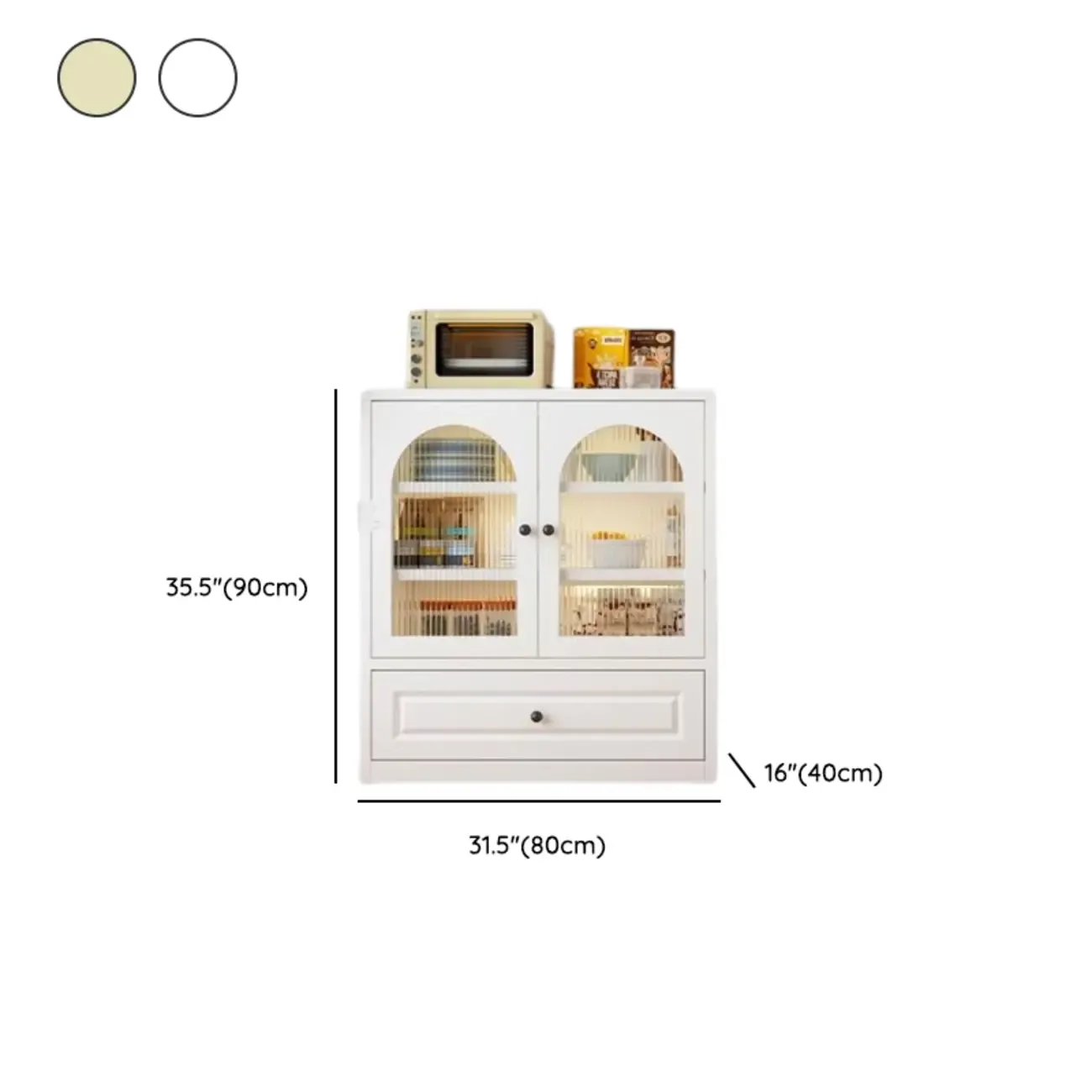 Narrow Metal White Buffet Cabinet with Drawer Image - 31