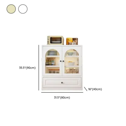 Narrow Metal White Buffet Cabinet with Drawer Image - 31