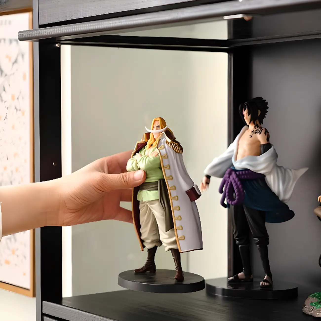 Trendy Rectangular Black Bamboo Floor Curio Cabinet Image - 10 | homeyfad