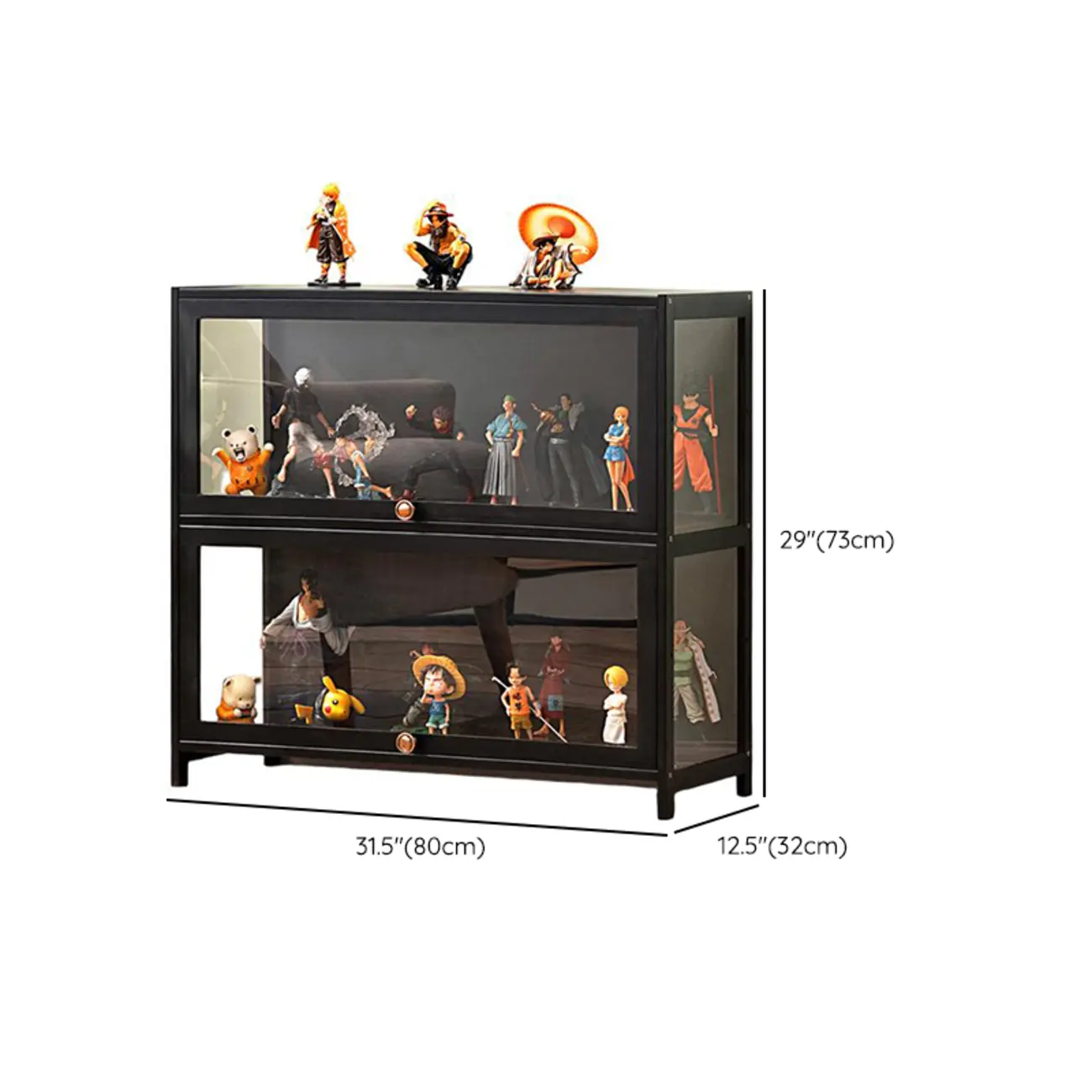 Trendy Rectangular Black Bamboo Floor Curio Cabinet Image - 14 | homeyfad