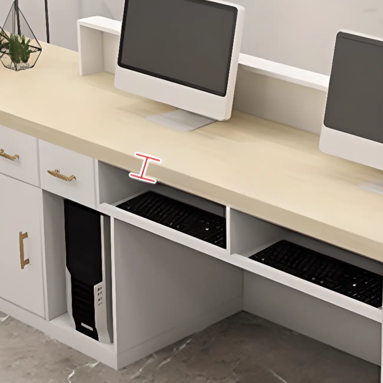 Contemporary Multicolor Curved Reception Front Desk with Hutch Image - 2 | homeyfad