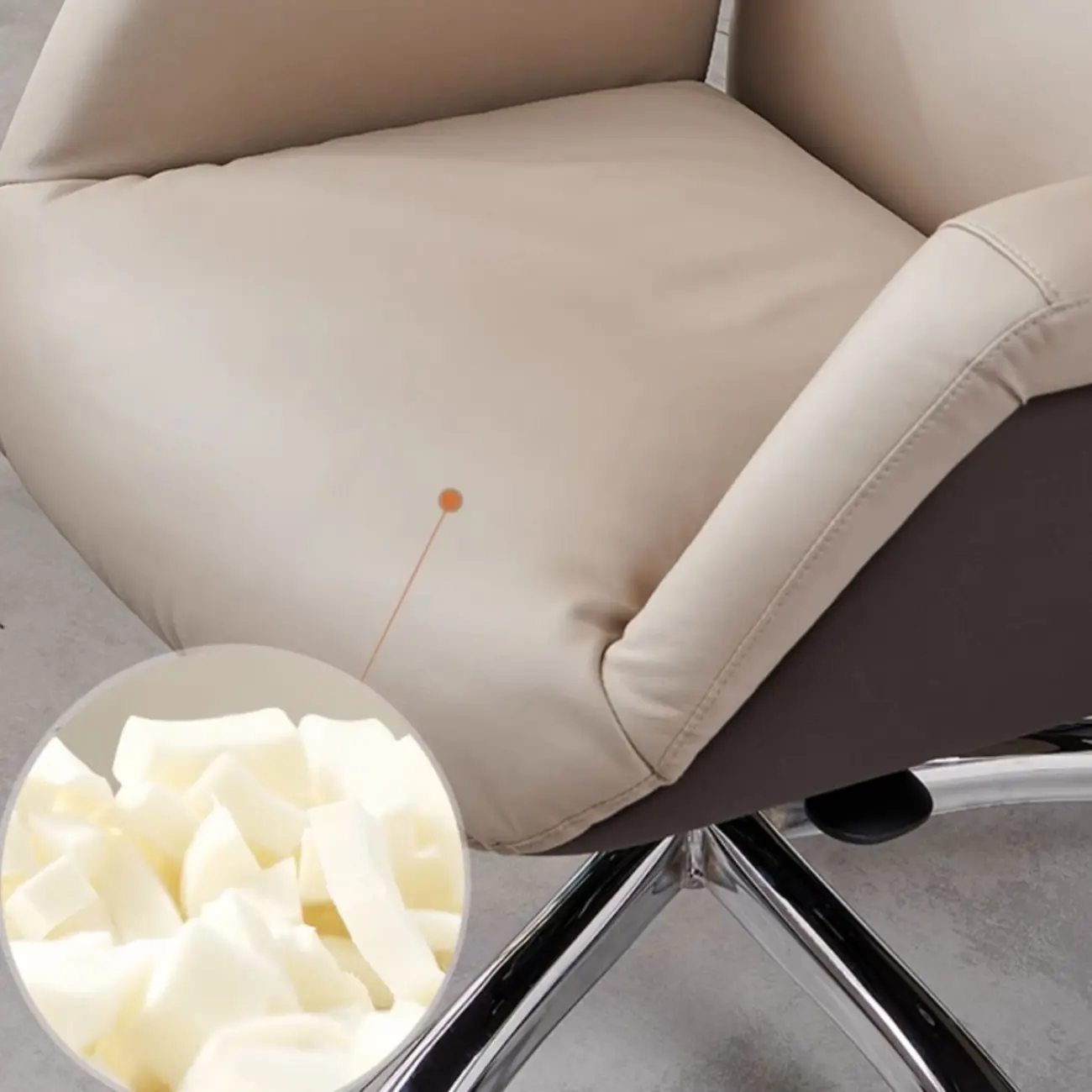Beige Genuine Leather Swivel Ergonomic Chair with High-Back Image - 2 | homeyfad