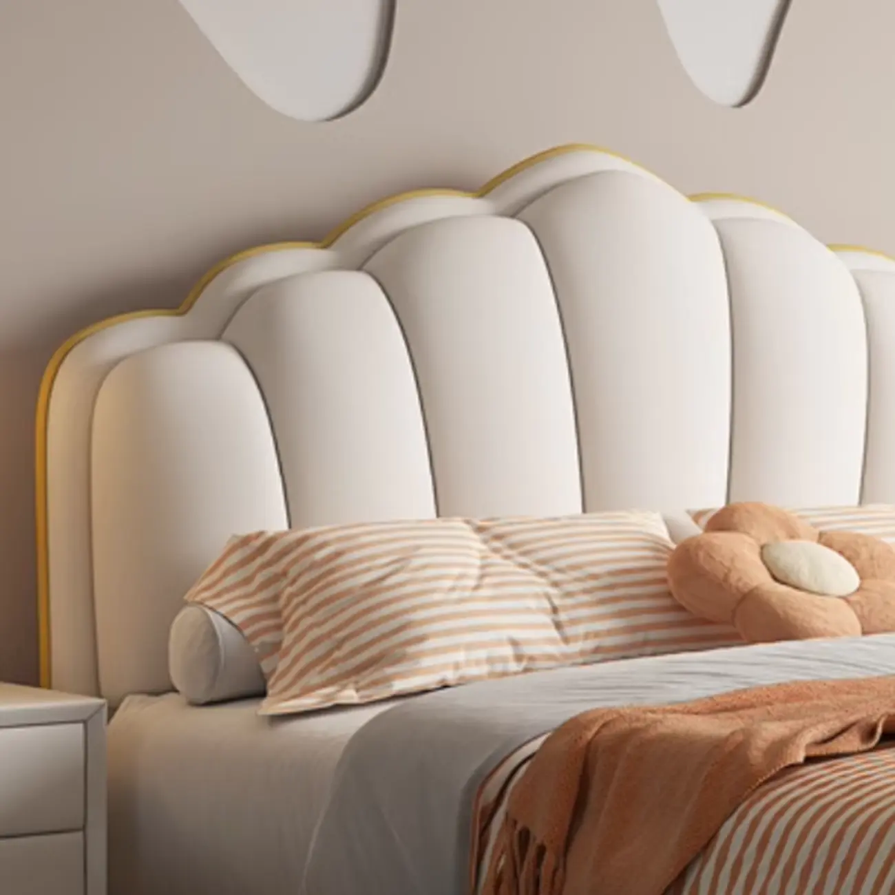Minimalist White Portman Panel Upholstered Twin Headboard Image - 2 | homeyfad