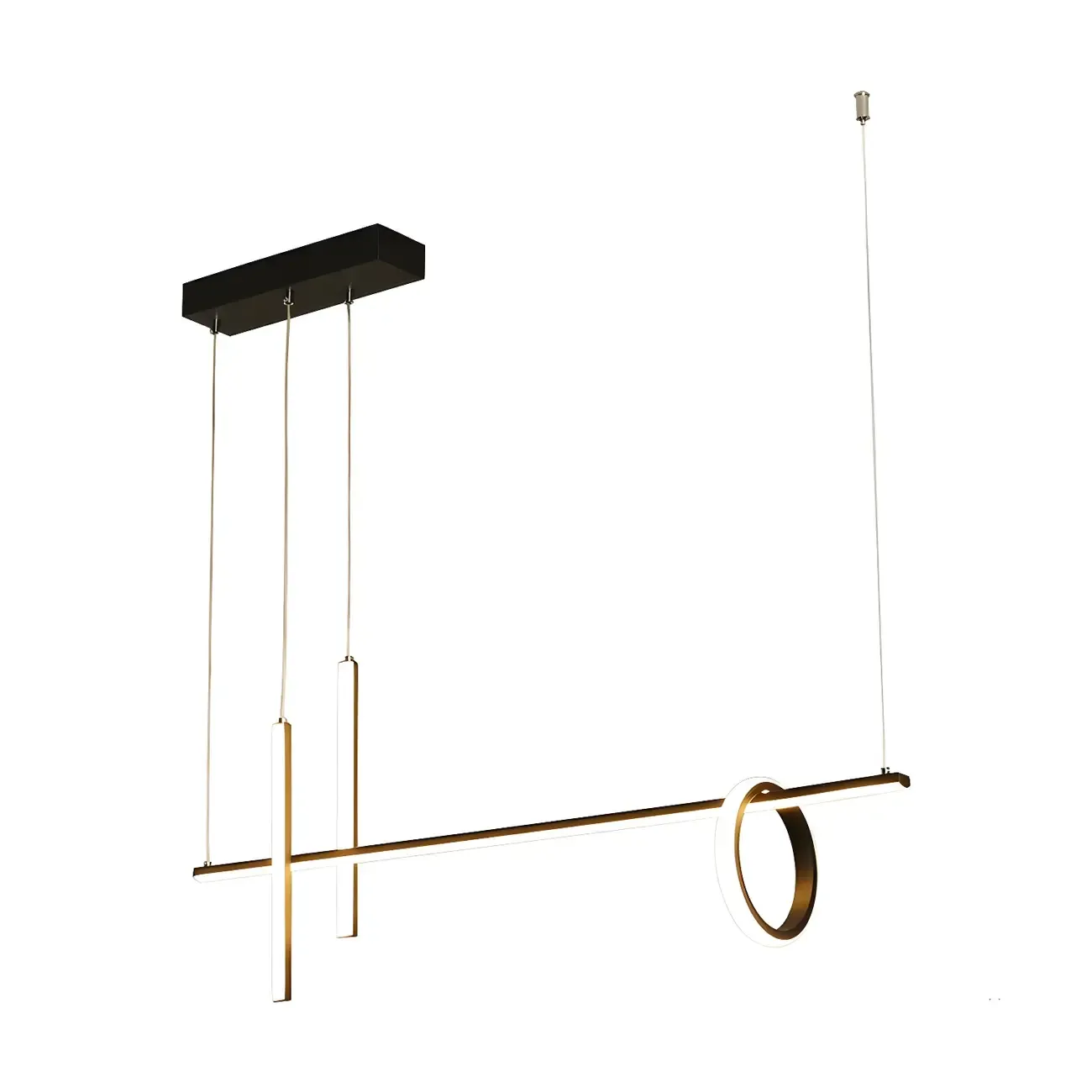 Modern Black LED Linear Kitchen Island Pendant Light Image - 3