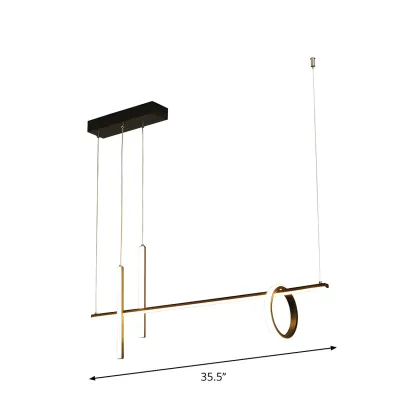 Modern Black LED Linear Kitchen Island Pendant Light Image - 4