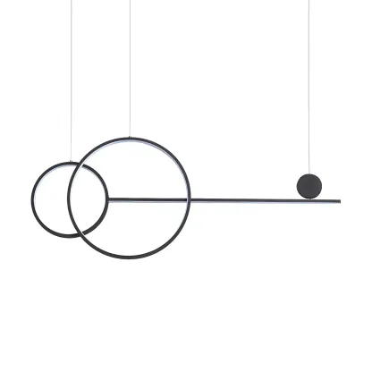 Large Gold Circular LED Chandelier for Kitchen Island Image - 5