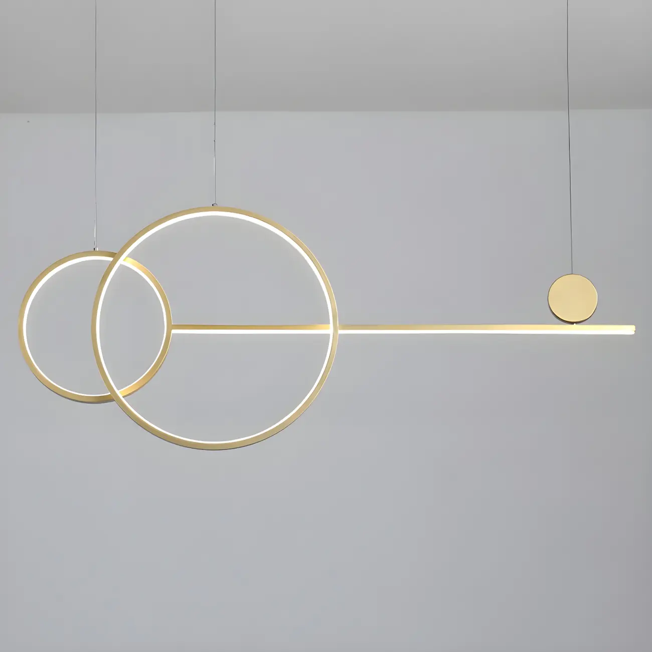 Large Gold Circular LED Chandelier for Kitchen Island Image - 7 | homeyfad