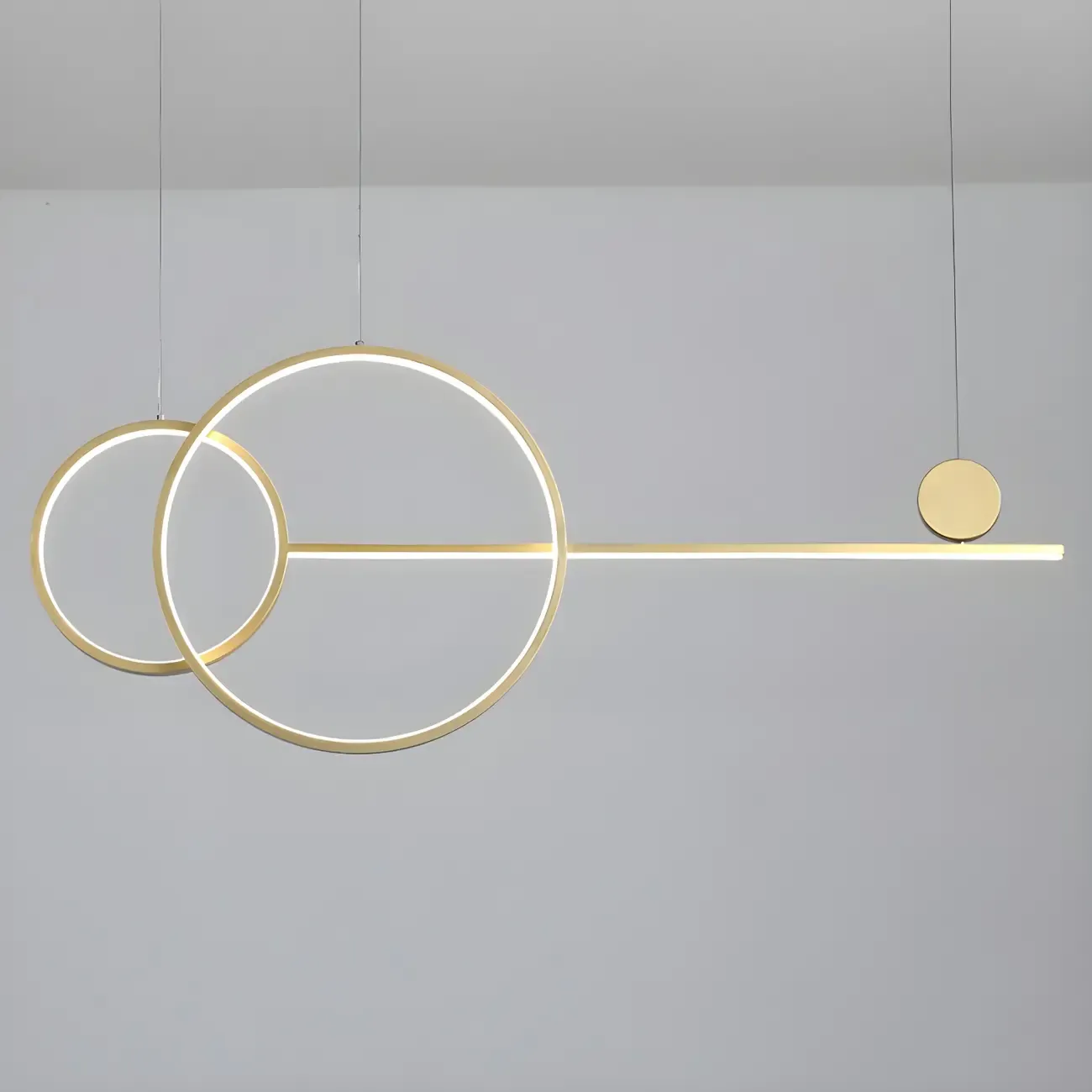 Large Gold Circular LED Chandelier for Kitchen Island Image - 7