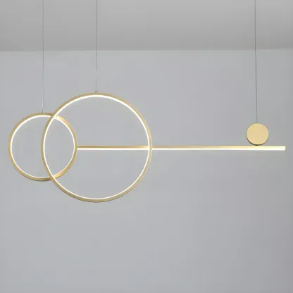 Large Gold Circular LED Chandelier for Kitchen Island Image - 7