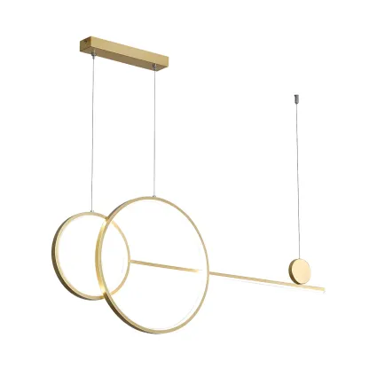 Large Gold Circular LED Chandelier for Kitchen Island Image - 8