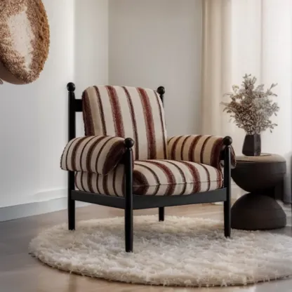 Modern Striped Accent Chair with Removable Cushion Image - 1