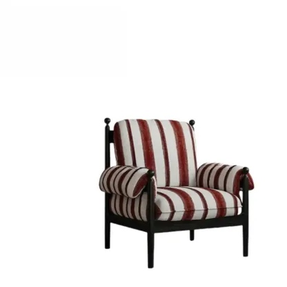 Modern Striped Accent Chair with Removable Cushion Image - 2