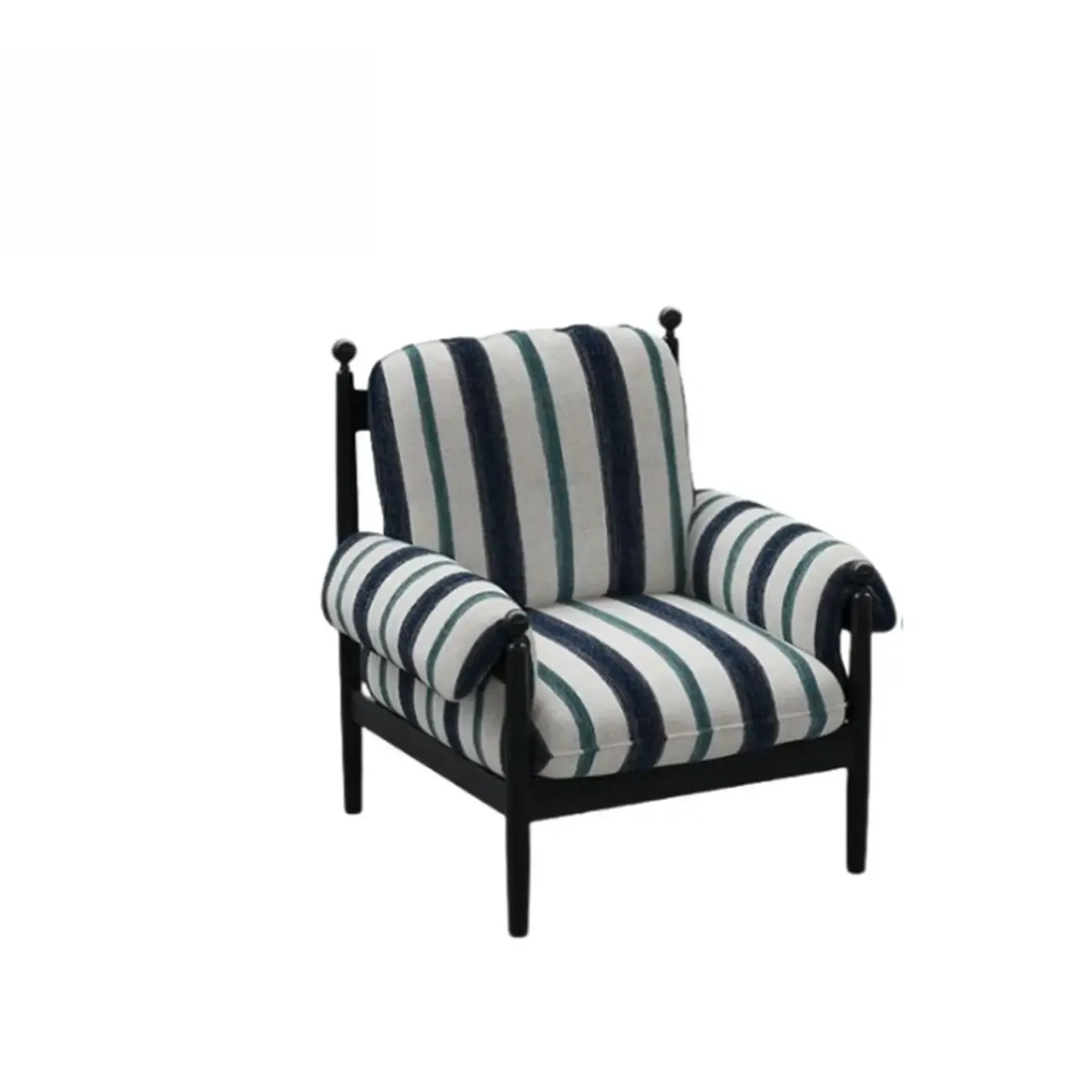 Modern Striped Accent Chair with Removable Cushion Image - 3