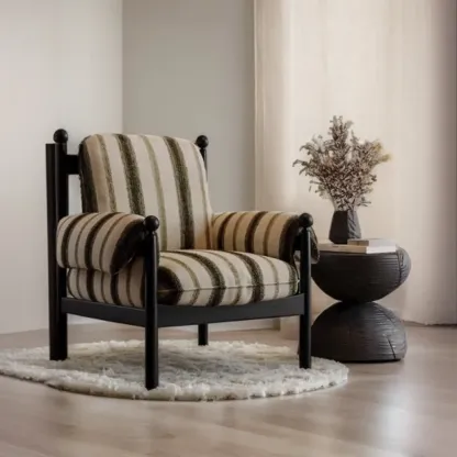 Modern Striped Accent Chair with Removable Cushion Image - 6
