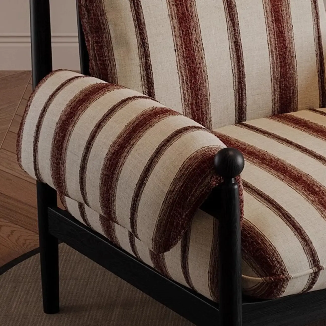 Modern Striped Accent Chair with Removable Cushion Image - 10 | homeyfad