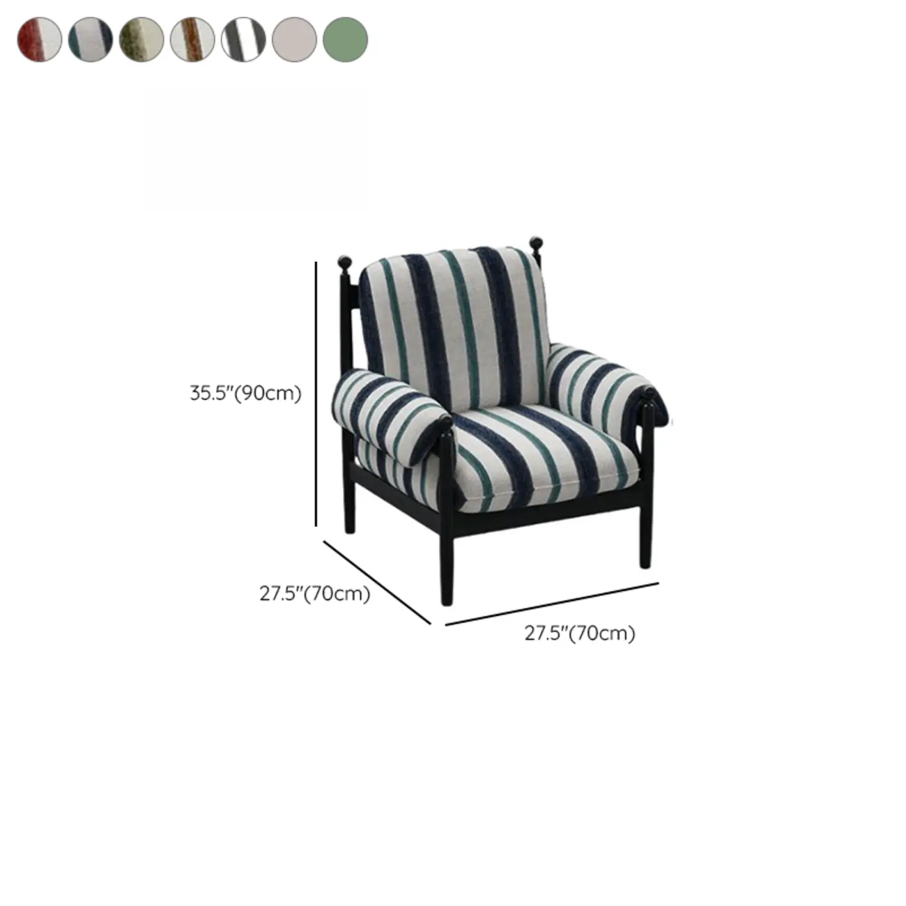 Modern Striped Accent Chair with Removable Cushion #size | homeyfad