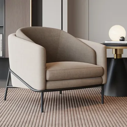 Modern Khaki Accent Chair with Arms and Fixed Back Image - 1