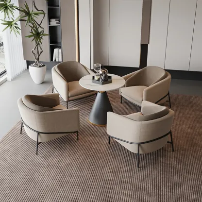 Modern Khaki Accent Chair with Arms and Fixed Back Image - 3