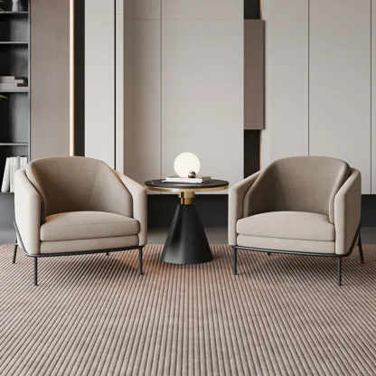 Modern Khaki Accent Chair with Arms and Fixed Back Image - 2