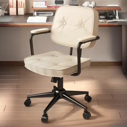 Adjustable Button-Tufted Upholstered Ergonomic Office Chair Image - 5