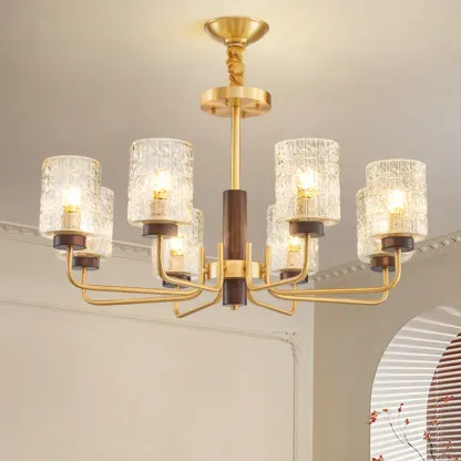 Elegant Flower Shape Orb Chandelier With Glass Shade Image - 1