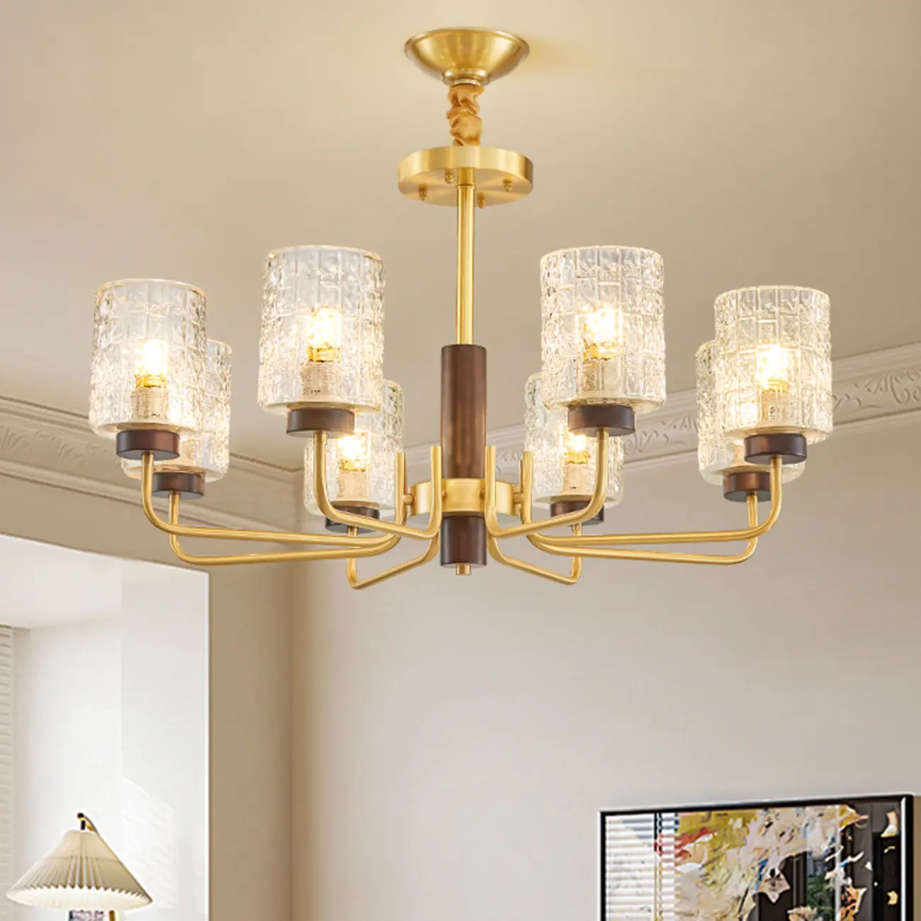 Elegant Flower Shape Orb Chandelier With Glass Shade Image - 4 | homeyfad