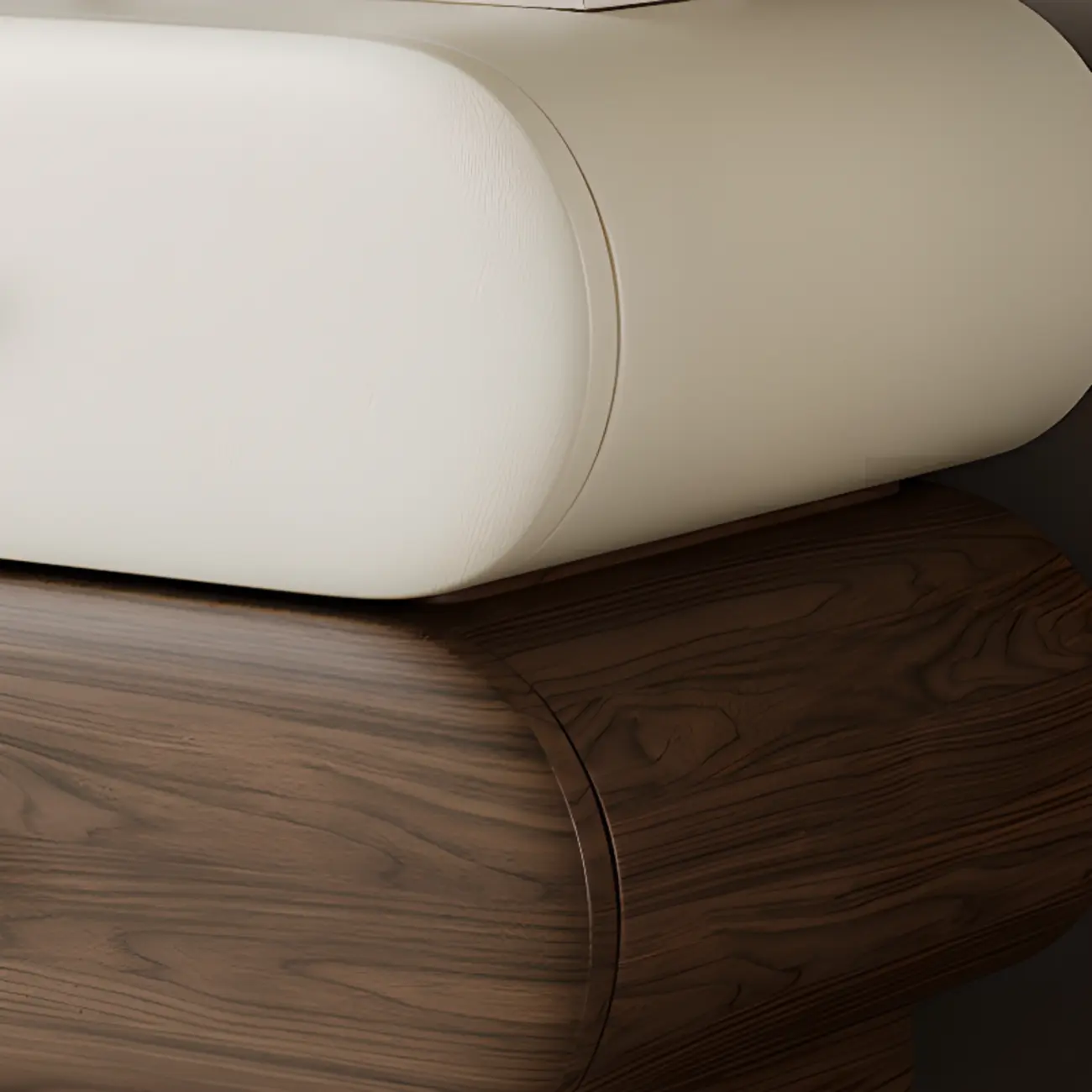 Capsule-shaped Modern Pine Wood 2-tier Drawer Nightstand Image - 10 | homeyfad