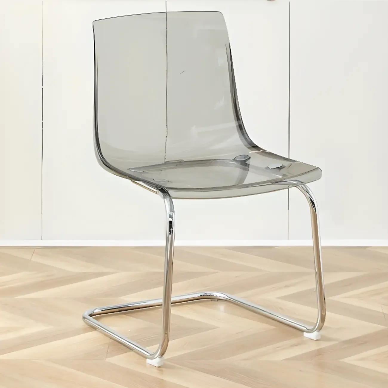 Modern Solid Back Armless Acrylic Dining Chairs Image - 1