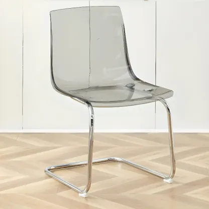 Modern Solid Back Armless Acrylic Dining Chairs Image - 1