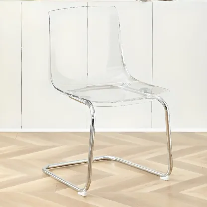 Modern Solid Back Armless Acrylic Dining Chairs Image - 3