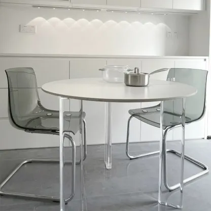 Modern Solid Back Armless Acrylic Dining Chairs Image - 4