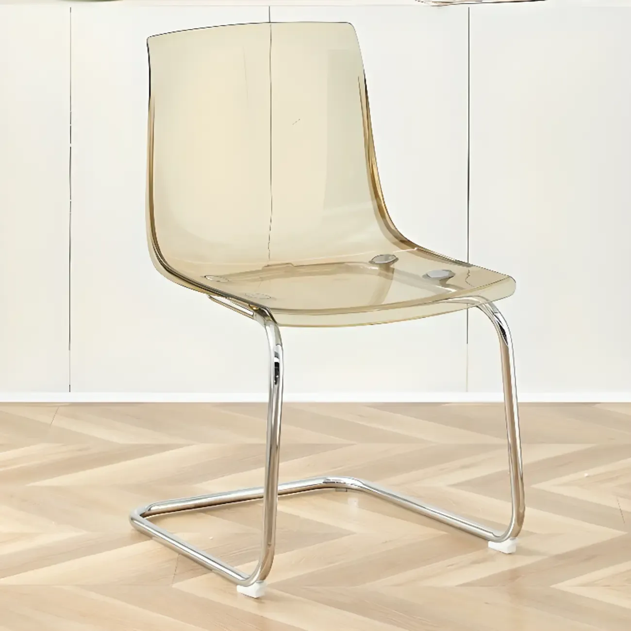 Modern Solid Back Armless Acrylic Dining Chairs Image - 5