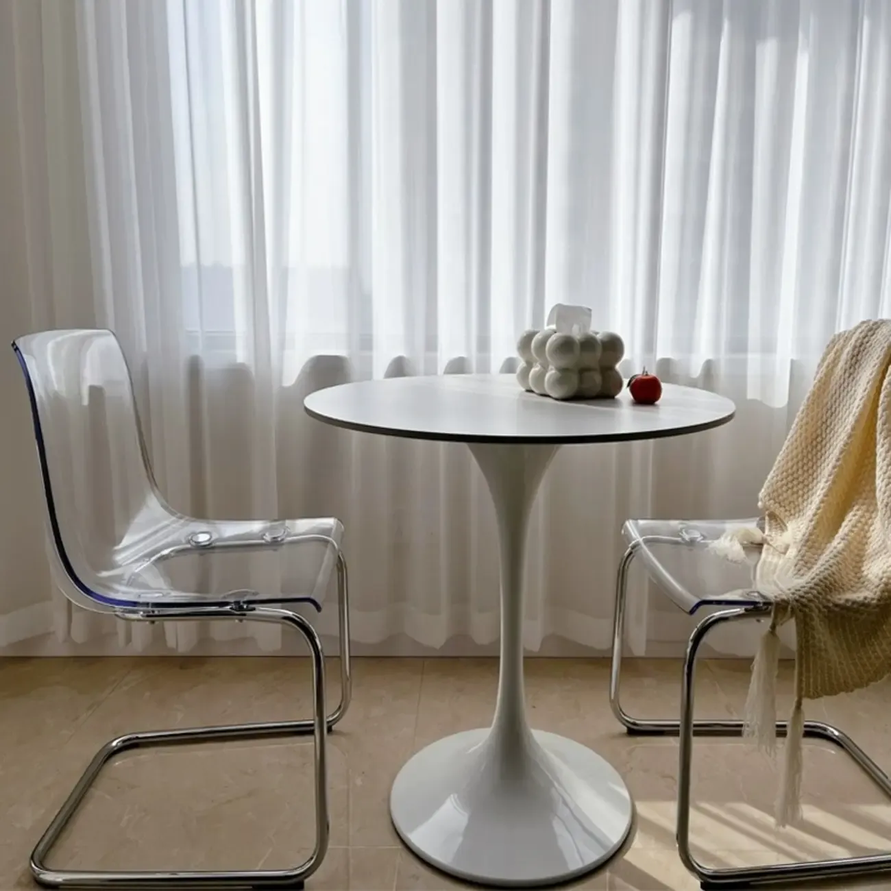 Modern Solid Back Armless Acrylic Dining Chairs Image - 6