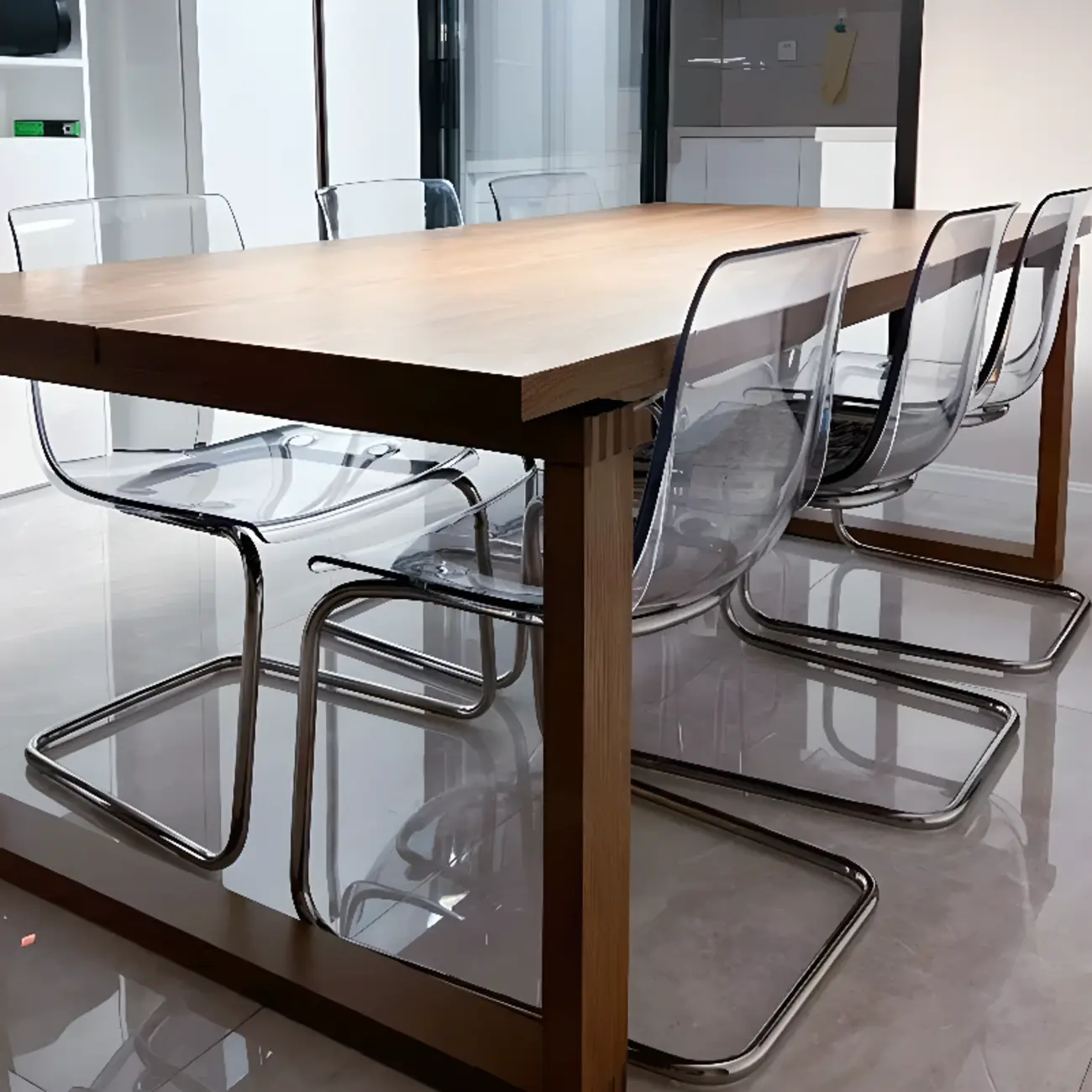 Modern Solid Back Armless Acrylic Dining Chairs Image - 7 | homeyfad