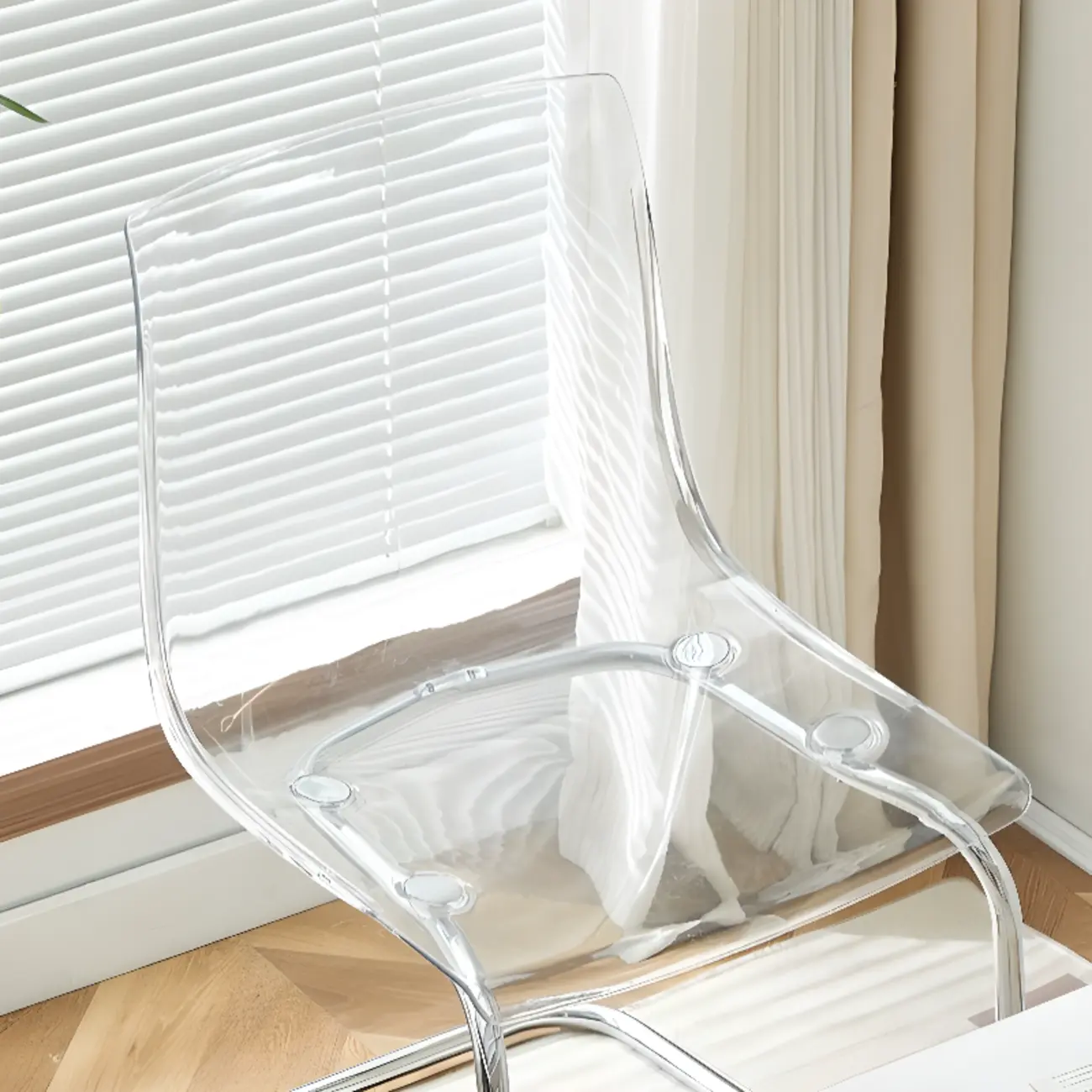 Modern Solid Back Armless Acrylic Dining Chairs Image - 8 | homeyfad