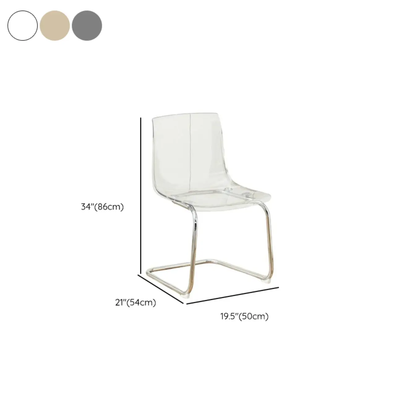 Modern Solid Back Armless Acrylic Dining Chairs #size | homeyfad