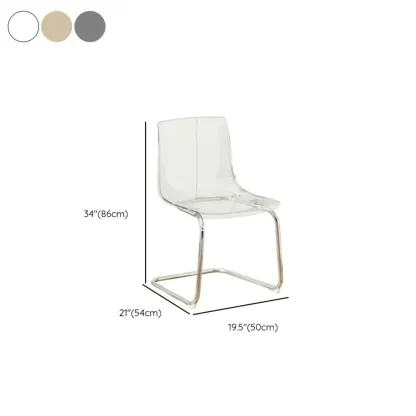 Modern Solid Back Armless Acrylic Dining Chairs #size