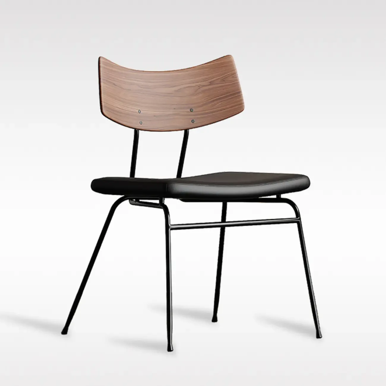 Industrial Wood Open Back Faux Leather Dining Chair Image - 4