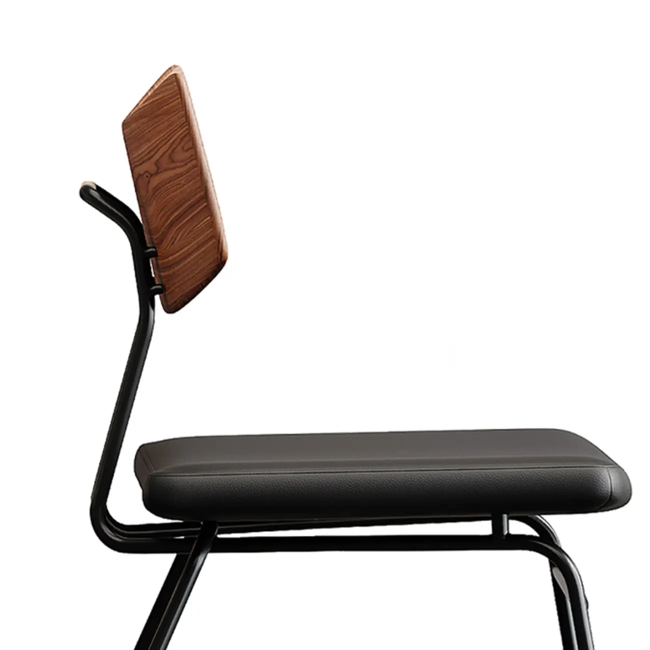 Industrial Wood Open Back Faux Leather Dining Chair Image - 7 | homeyfad