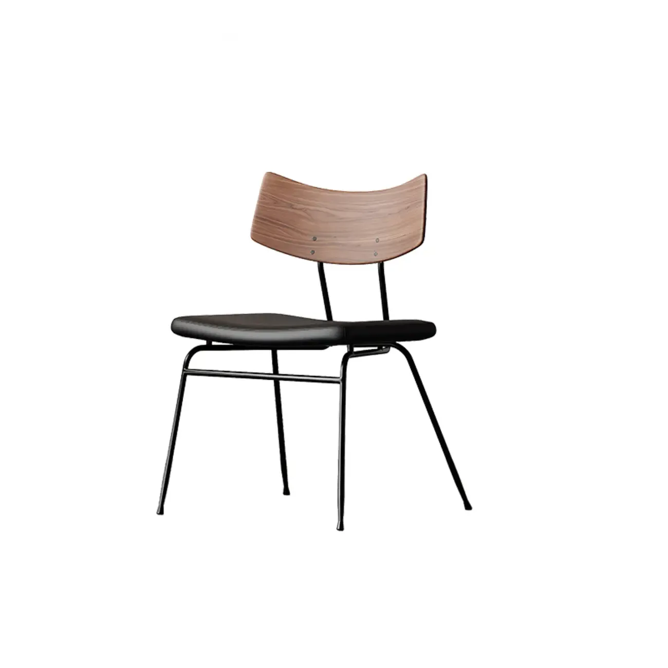 Industrial Wood Open Back Faux Leather Dining Chair Image - 8